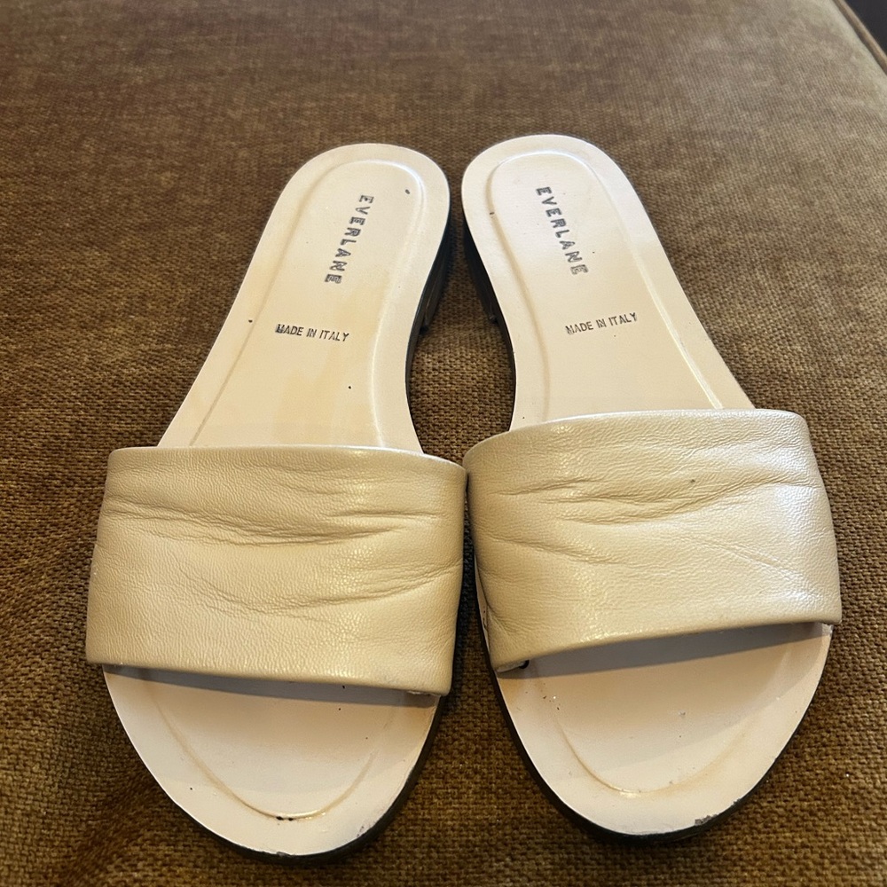 Everlane Women's Cream Leather Slide Sandals